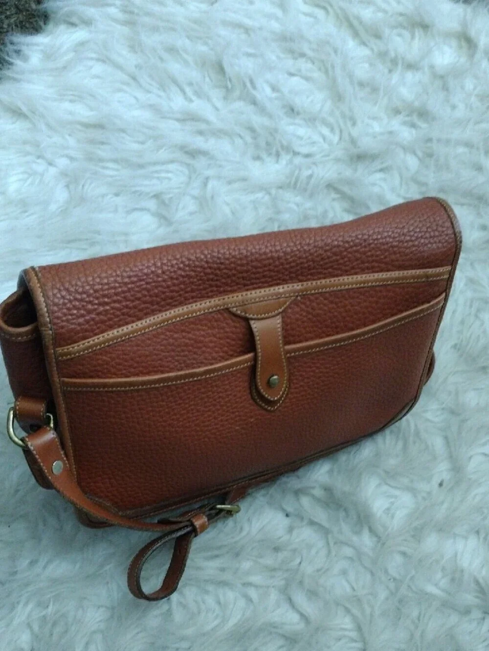 Dooney & Bourke Cognac Pebbled Leather Crossbody with Buckle
